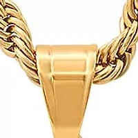 Lab Created Men's stainless steel tortoise and simulated diamonds round Lion head pendant with greek key accents