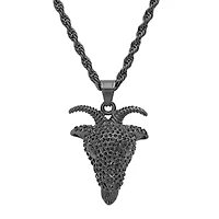 Lab Created Men's 18k gold plated stainless steel and simulated white black diamonds iced out goat head pendant