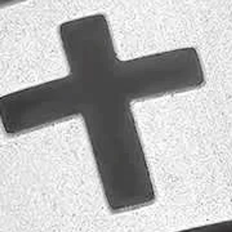 Men's two tone black ip and stainless steel "Jesus" words accented band ring
