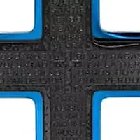 Men's black and blue ip stainless steel Padre Nuestro spanish prayer cross pendant