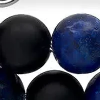 Men's 3pc set black lava, blue lapis and round box link cbracelets