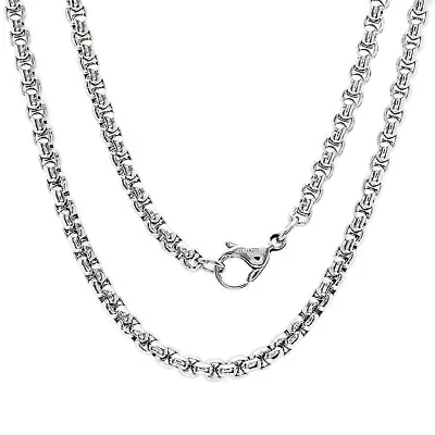 Men's stainless steel rounded box chain necklace 16", 18", 24", and 30"