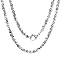 Men's stainless steel rounded box chain necklace 16", 18", 24", and 30"