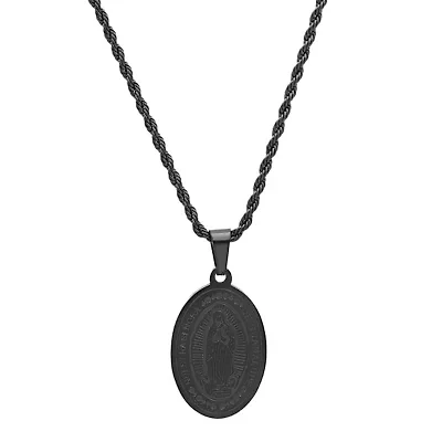 18k gold plated stainless steel oval religious pendant