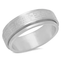 Men's stainless steel padre nuestro prayer spinner ring