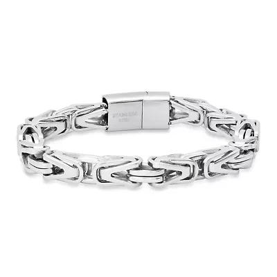 Men's stainless steel byzantine link bracelet