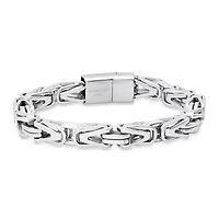 Men's stainless steel byzantine link bracelet