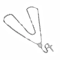 Men's stainless steel rosary necklace
