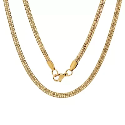 Men's 18k gold plated stainless steel flat cuban link chain