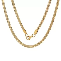 Men's 18k gold plated stainless steel flat cuban link chain