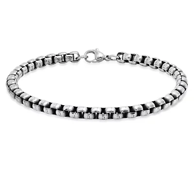 Men's stainless steel rounded box chain bracelet
