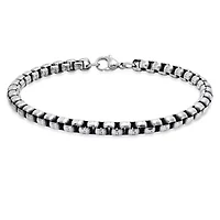 Men's stainless steel rounded box chain bracelet