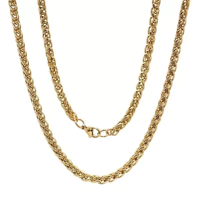 Men's 18k gold plated stainless steel braided chain link necklace
