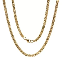 Men's 18k gold plated stainless steel braided chain link necklace