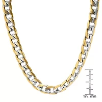Men's 18k gold plated stainless steel two tone cuban necklace and bracelet set