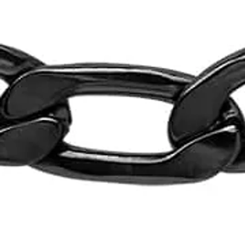Men's black ip stainless steel figaro chain link necklace