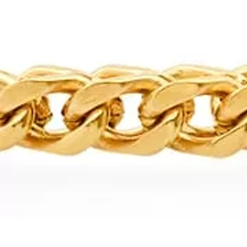 Men's 18k gold plated stainless steel figaro wheat link bracelet