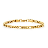 Men's 18k gold plated stainless steel figaro wheat link bracelet