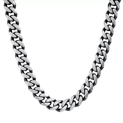 Men's stainless steel gunmetal cuban chain necklace