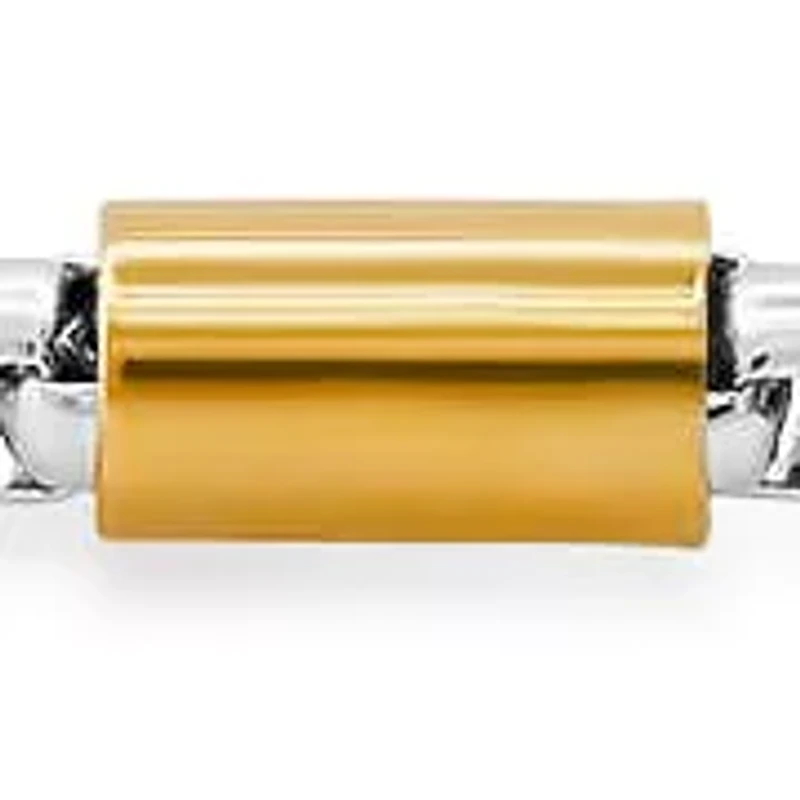 Men's two tone stainless steel and 18k gold plated bar & box chain bracelet