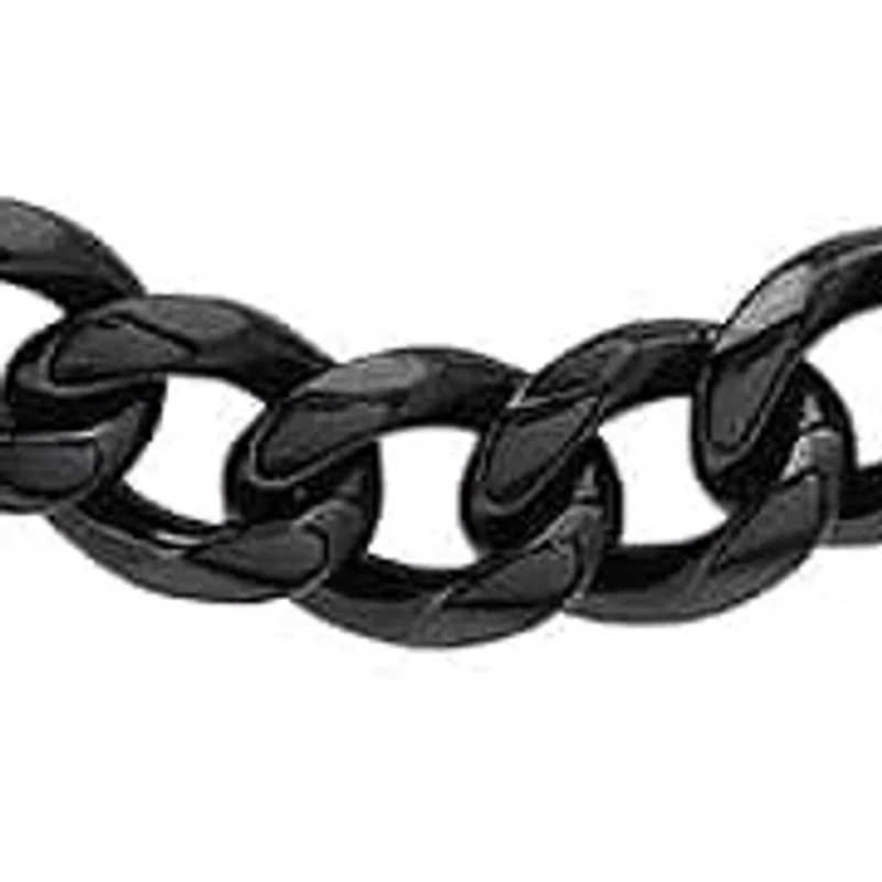 Men's black ip stainless steel petite cuban link chain necklace