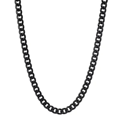 Men's black ip stainless steel petite cuban link chain necklace