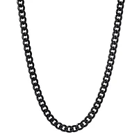 Men's black ip stainless steel petite cuban link chain necklace