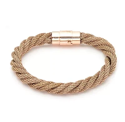 Men's 18k rose gold plated stainless steel rope bracelet/necklace set