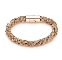 Men's 18k rose gold plated stainless steel rope bracelet/necklace set