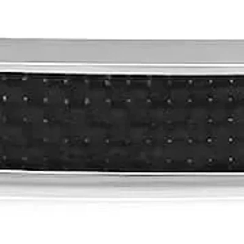 Men's stainless steel box chain link bracelet with black carbon fiber