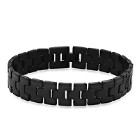 Men's black ip stainless steel link bracelet