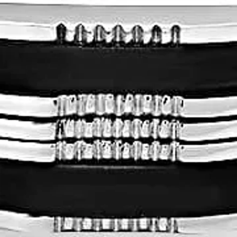Men's black rubber and stainless steel link bracelet