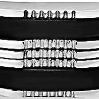 Men's black rubber and stainless steel link bracelet