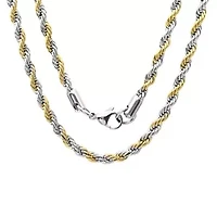 Men's two tone stainless steel rope chain necklace