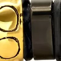 Men's black braided leather bracelet with 18k gold plated and black ip stainless steel skull accents