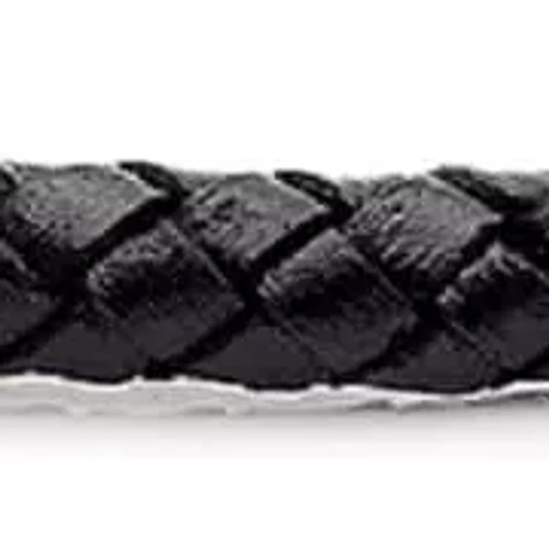 Men's black braided leather and blue ip stainless steel bracelet