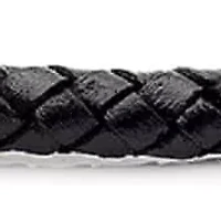 Men's black braided leather and blue ip stainless steel bracelet