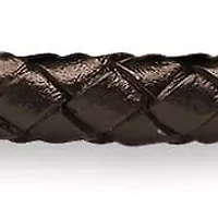Men's brown braided leather and black ip stainless steel magnetic clasp