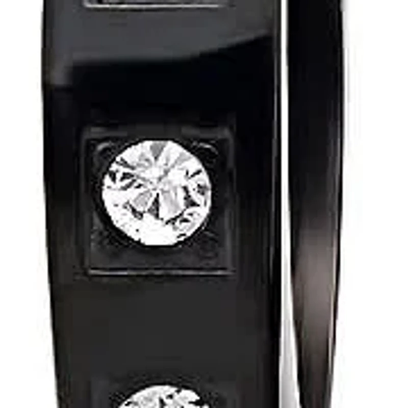 Lab Created Stainless steel huggie earrings black onyx plated with simulated diamonds