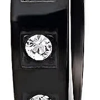 Lab Created Stainless steel huggie earrings black onyx plated with simulated diamonds