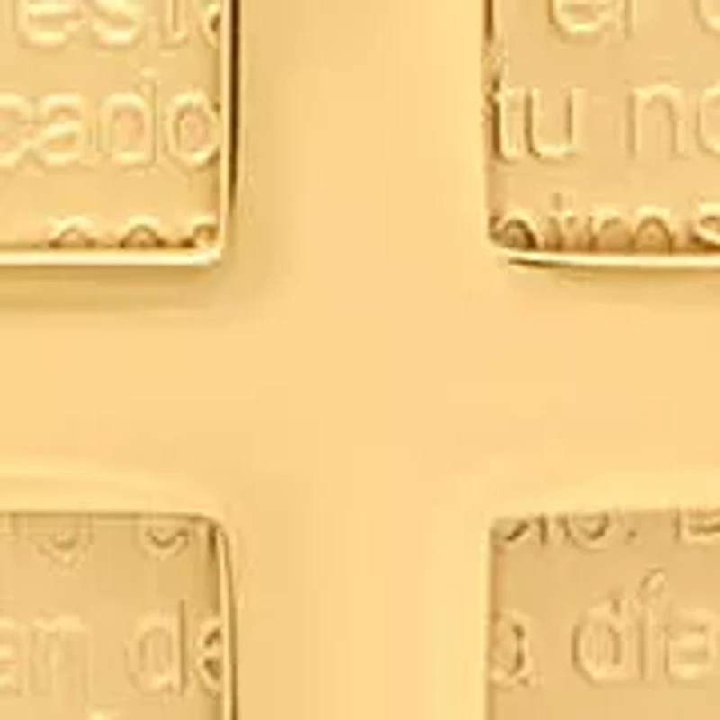 18k gold plated stainless steel round padre nuestro prayer pendant with cross