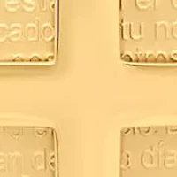 18k gold plated stainless steel round padre nuestro prayer pendant with cross