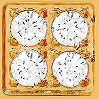 Lab Created Unisex 18k gold plated stainless steel and simulated diamonds square and round stud earrings set