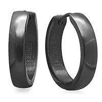 Men's black ip stainless steel huggie earrings