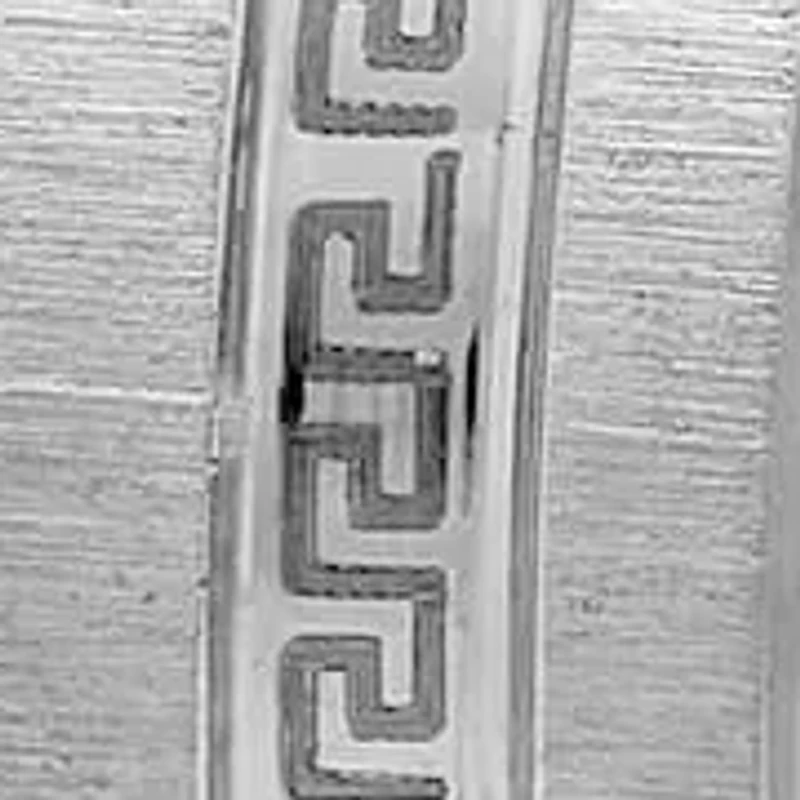 stainless steel huggie with greek key and stainless steel accent