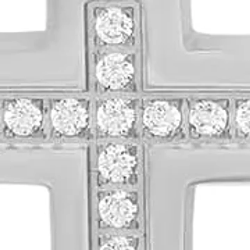 Lab Created Stainless steel simulated diamond cross pendant
