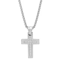 Lab Created Stainless steel simulated diamond cross pendant