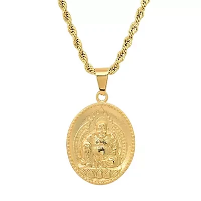 Men's 18k gold plated stainless steel buddha pendant