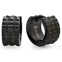 Men's gunmetal stainless steel studded huggie earrings