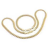 Men's 18kt gold plated stainless steel flat box chain bracelet/necklace se